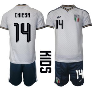 Italien Bortaställ VM 2026 Barn Federico Chiesa 14 Tröja och Shorts