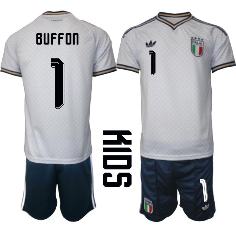 Italien Bortaställ VM 2026 Barn Gianluigi Buffon 1 Tröja och Shorts 1 Italien Bortaställ VM 2026 Barn Gianluigi Buffon 1 Tröja och Shorts