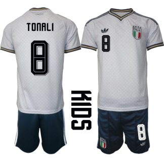 Italien Bortaställ VM 2026 Barn Sandro Tonali 8 Tröja och Shorts
