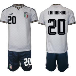 Italien Bortaställ VM 2026 Herr Andrea Cambiaso 20 Tröja och Shorts