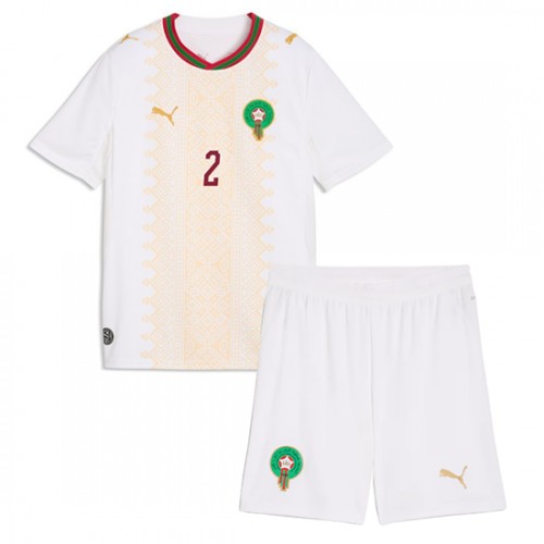 Marocko VM 2026 Achraf Hakimi #2 Bortaställ Barn Fotbollskit (Tröja + Shorts) 2 Marocko VM 2026 Achraf Hakimi #2 Bortaställ Barn Fotbollskit (Tröja + Shorts)