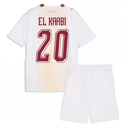 Marocko VM 2026 Ayoub El Kaabi #20 Bortaställ Barn Fotbollskit (Tröja + Shorts)