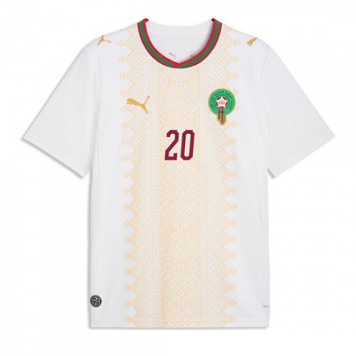 Marocko VM 2026 Ayoub El Kaabi #20 Bortatröja Herr Kortärmad Fotbollströja 2 Marocko VM 2026 Ayoub El Kaabi #20 Bortatröja Herr Kortärmad Fotbollströja