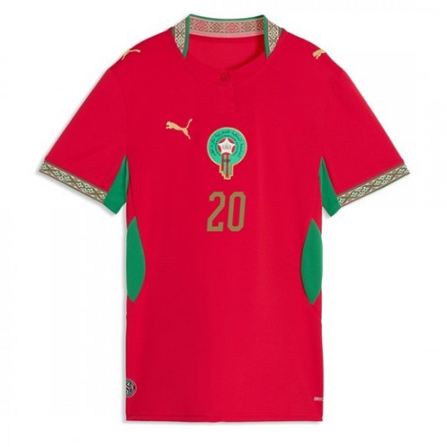 Marocko VM 2026 Ayoub El Kaabi #20 Hemmatröja Dam Kortärmad Fotbollströja 2 Marocko VM 2026 Ayoub El Kaabi #20 Hemmatröja Dam Kortärmad Fotbollströja