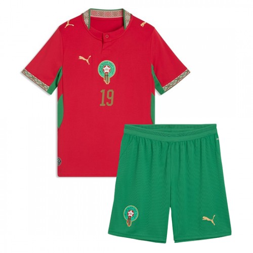 Marocko VM 2026 Youssef En-Nesyri #19 Hemmaställ Barn Fotbollskit (Tröja + Shorts)