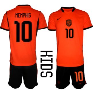 Nederländerna Hemmaställ VM 2026 Barn Memphis Depay 10 Tröja och Shorts