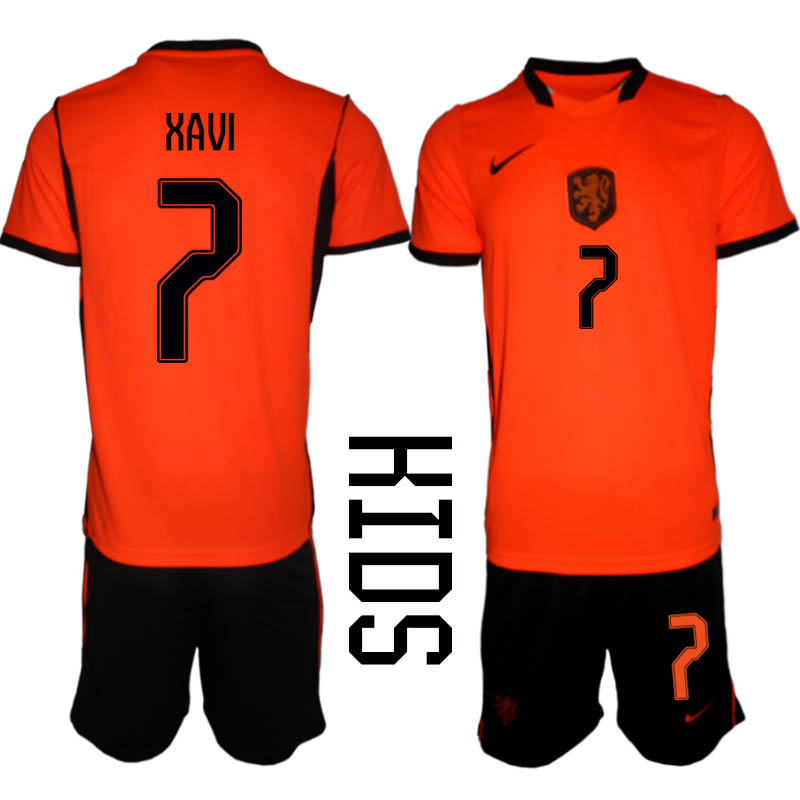 Nederländerna Hemmaställ VM 2026 Barn Xavi Simons 7 Tröja och Shorts 1 Nederländerna Hemmaställ VM 2026 Barn Xavi Simons 7 Tröja och Shorts