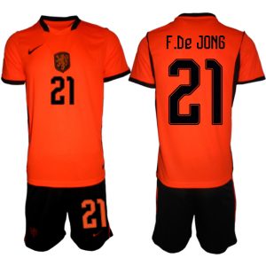 Nederländerna Hemmaställ VM 2026 Herr Frenkie de Jong 21 Tröja och Shorts
