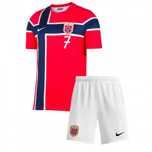Norge VM 2026 Alexander Sørloth #7 Hemmaställ Barn Fotbollskit (Tröja + Shorts) 2 Norge VM 2026 Alexander Sorloth #7 Hemmaställ Barn Fotbollskit (Tröja + Shorts)
