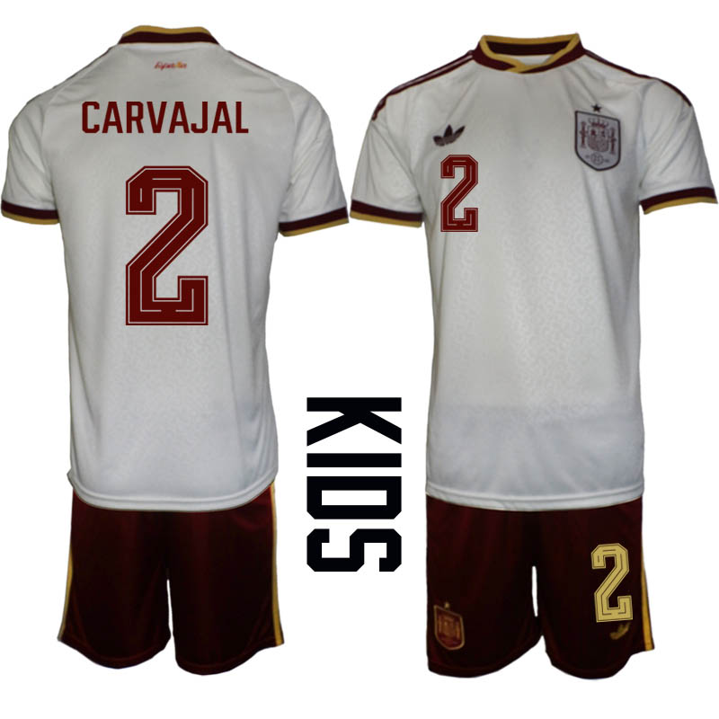 Spanien Bortaställ VM 2026 Barn Dani Carvajal 2 Tröja och Shorts 1 Spanien Bortaställ VM 2026 Barn Dani Carvajal 2 Tröja och Shorts