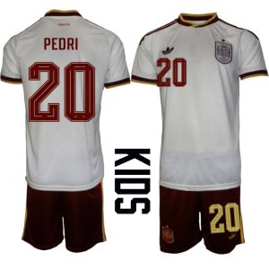 Spanien Bortaställ VM 2026 Barn Pedri 20 Tröja och Shorts