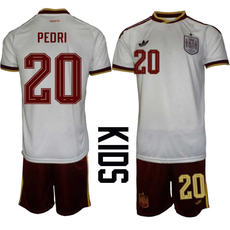 Spanien Bortaställ VM 2026 Barn Pedri 20 Tröja och Shorts