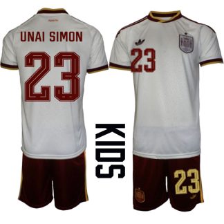 Spanien Bortaställ VM 2026 Barn Unai Simón 23 Tröja och Shorts