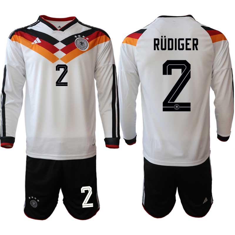 Tyskland Hemmaställ VM 2026 Antonio Rüdiger 2 Herr Långärmad Fotbollskit (Tröja + Shorts)