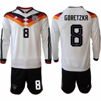 Tyskland Hemmaställ VM 2026 Leon Goretzka 8 Herr Långärmad Fotbollskit (Tröja + Shorts)