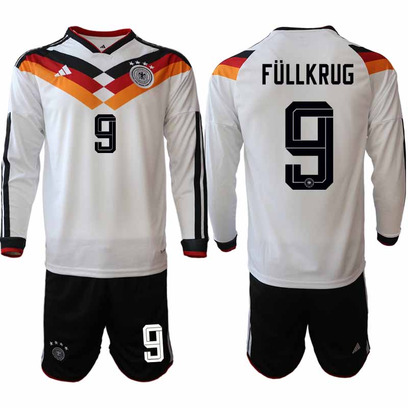 Tyskland Hemmaställ VM 2026 Niclas Füllkrug 9 Herr Långärmad Fotbollskit (Tröja + Shorts)