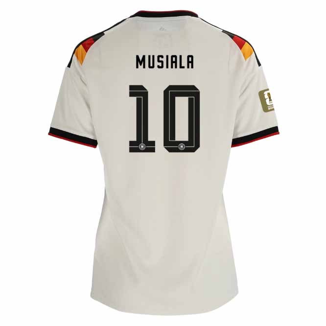 Tyskland Hemmatröja VM 2026 Dam – Jamal Musiala 10 Fotbollströja med VM-Patch 1 Tyskland Hemmatröja VM 2026 Dam – Jamal Musiala 10 Fotbollströja (Med VM 2026-märke)